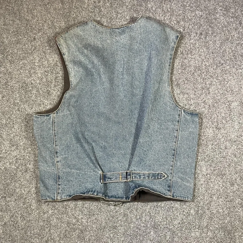 New River Co. Woven Vest Mens M Multicolor Southwestern Denim Back Made in USA
